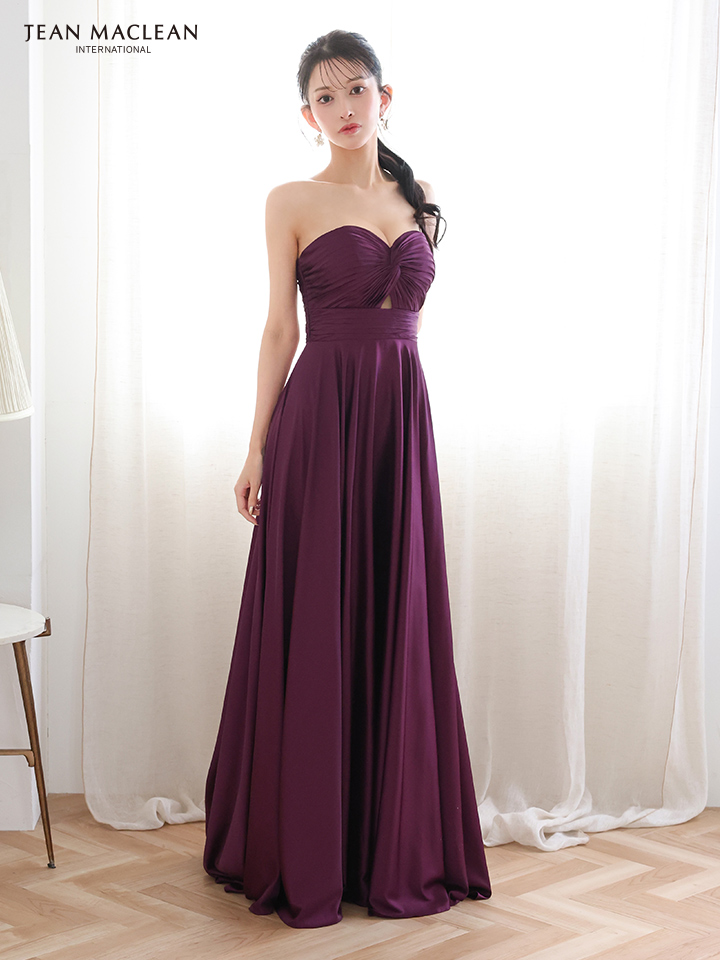 JEAN MACLEAN ジャンマクレーン ラグジュアリーサテン/ベアトップ/バストリボンデザイン/Aライン/ロングドレス ja51929-c