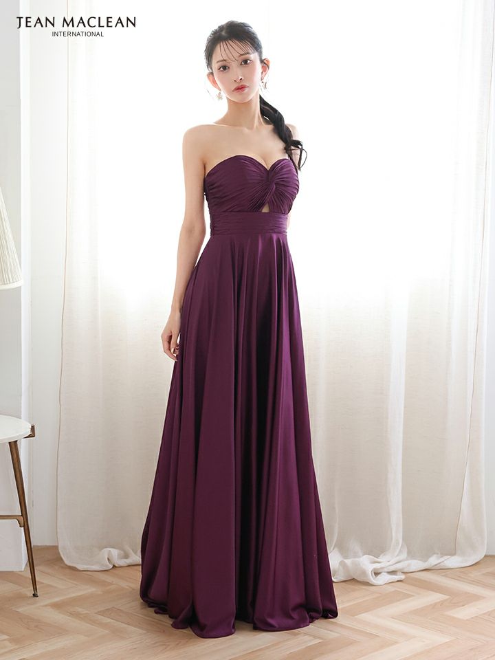 JEAN MACLEAN ジャンマクレーン ラグジュアリーサテン/ベアトップ/バストリボンデザイン/Aライン/ロングドレス ja51929-c