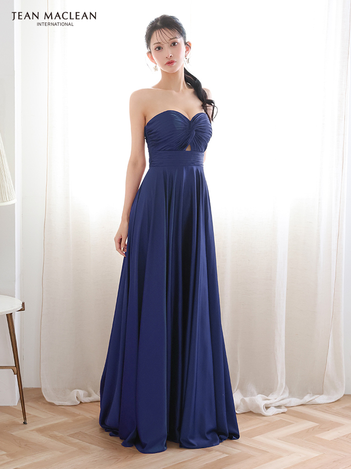JEAN MACLEAN ジャンマクレーン ラグジュアリーサテン/ベアトップ/バストリボンデザイン/Aライン/ロングドレス ja51929-c