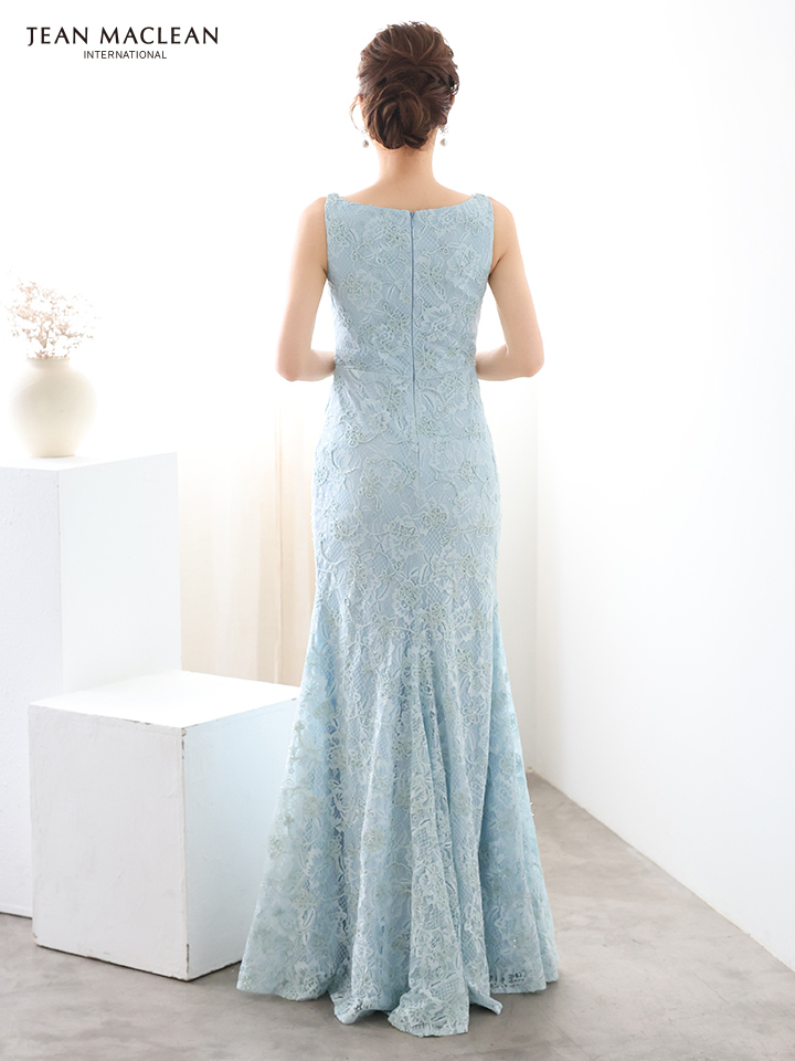 JEAN MACLEAN ジャンマクレーン ラメ糸混レース/タックデザイン/スリット入り/タイト ロングドレス ja51930-c
