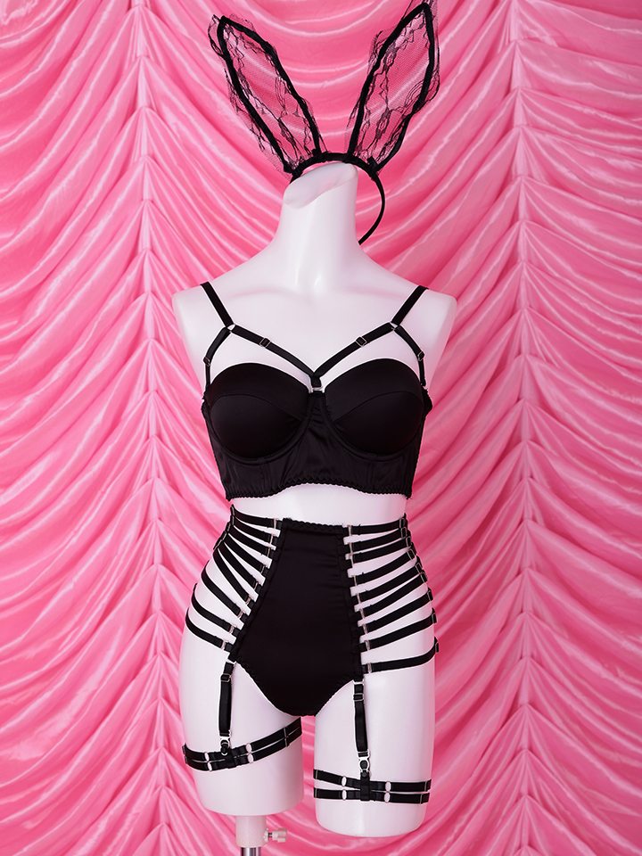 【4点セット】Sideline sexy lingerie bunny サイドラインセクシーランジェリーバニー ブラック vcsbn-25075-1