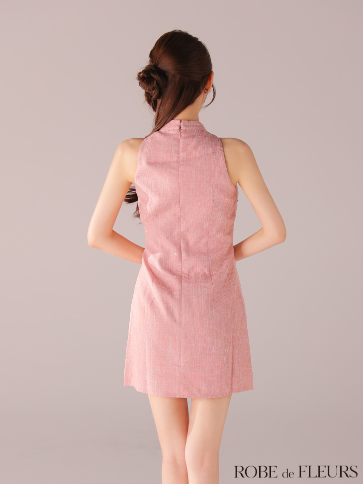 ROBE de FLEURS ローブドフルール 【XSサイズあり】ラメ入りツイードデコルテカッティングタイトミニキャバドレス fm4162-c