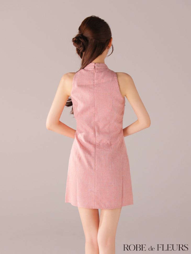 ROBE de FLEURS ローブドフルール 【XSサイズあり】ラメ入りツイードデコルテカッティングタイトミニキャバドレス fm4162-c