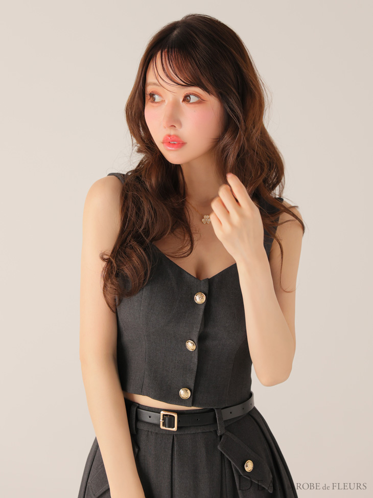 DEA. ディア バイ ローブドフルール 【XS～Lサイズあり】フロントボタンベルトスリットセットアップロングキャバドレス de4323