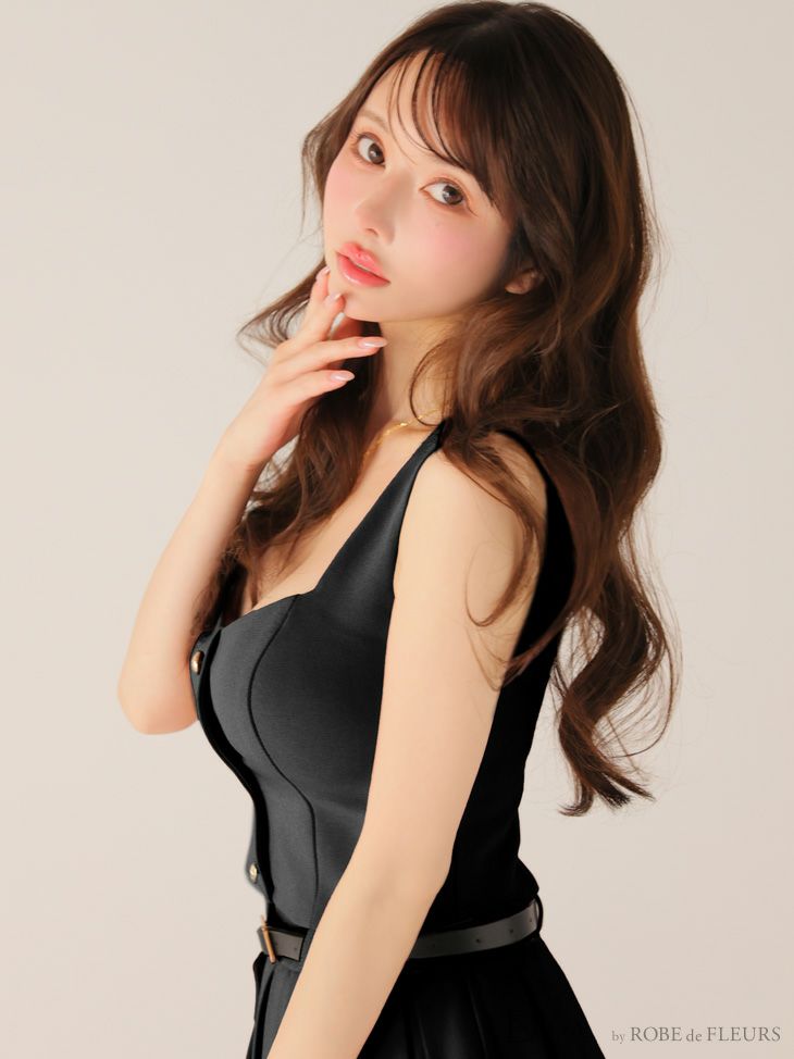 DEA. ディア バイ ローブドフルール 【XS～Lサイズあり】フロントボタンベルトスリットセットアップロングキャバドレス de4323