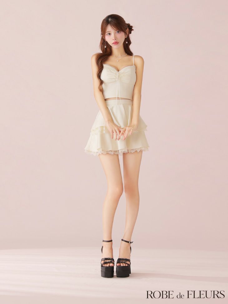 ROBE de FLEURS ローブドフルール【XSサイズあり】ティアードスカートツーピースフレアミニキャバドレス fm4116