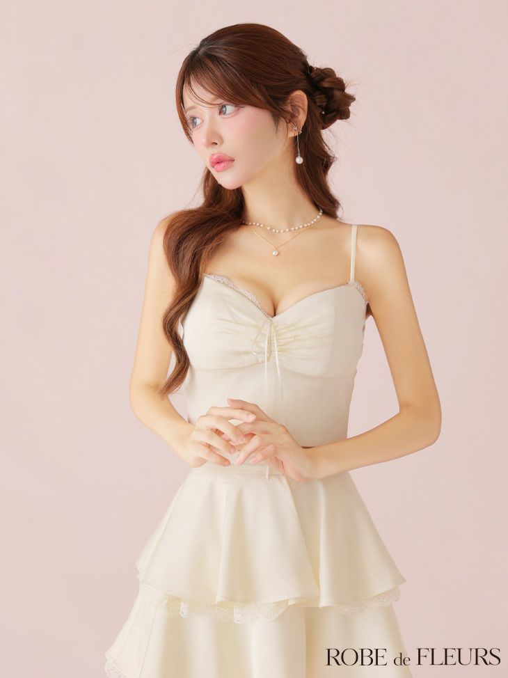 ROBE de FLEURS ローブドフルール【XSサイズあり】ティアードスカートツーピースフレアミニキャバドレス fm4116