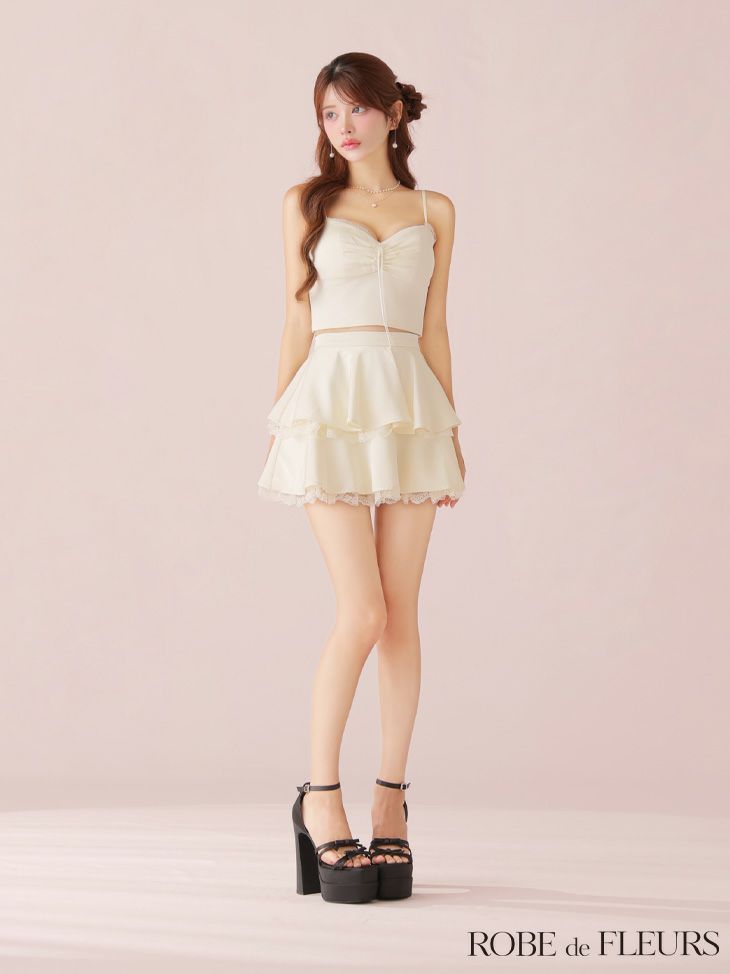 ROBE de FLEURS ローブドフルール【XSサイズあり】ティアードスカートツーピースフレアミニキャバドレス fm4116