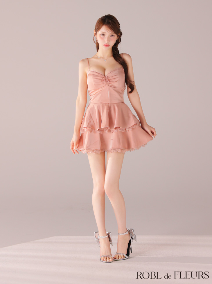 ROBE de FLEURS ローブドフルール【XSサイズあり】ティアードスカートツーピースフレアミニキャバドレス fm4116