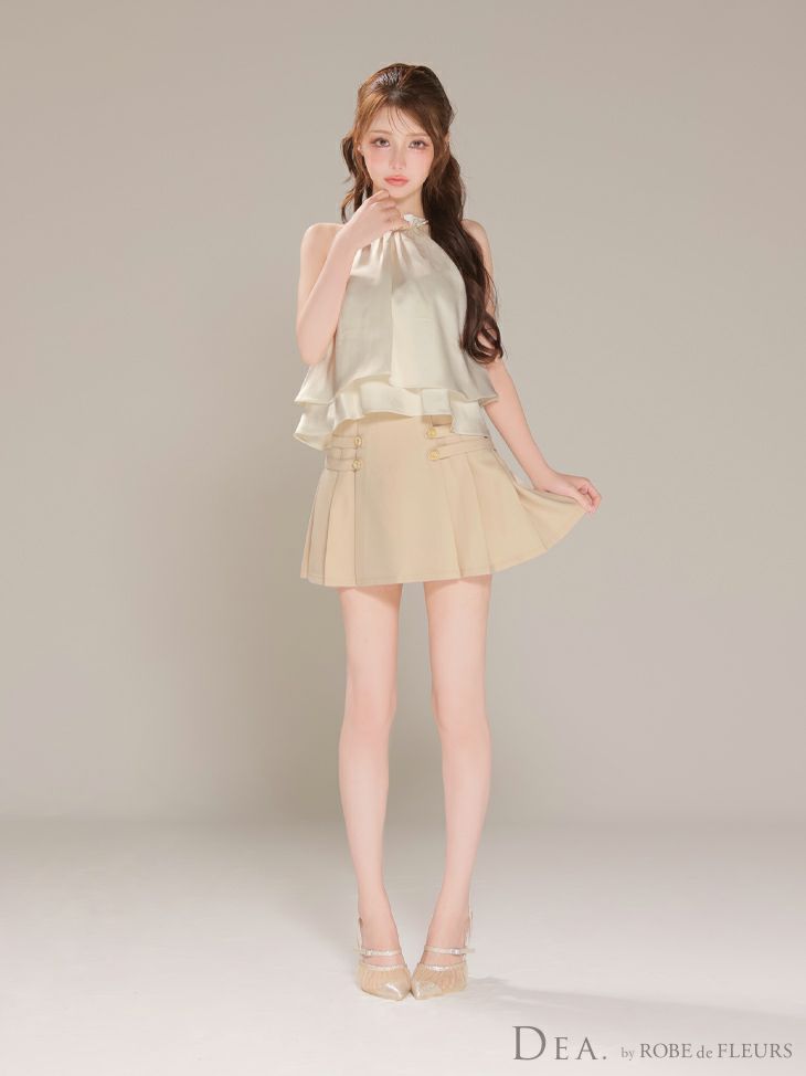 DEA. ディア バイ ローブドフルール 【XSサイズあり】シフォンレイヤードフリルセットアップフレアフレアミニキャバドレス de4216