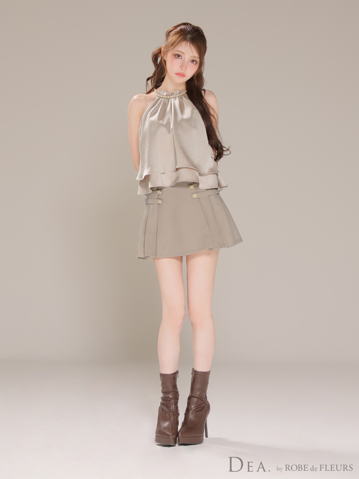 DEA. ディア バイ ローブドフルール 【XSサイズあり】シフォンレイヤードフリルセットアップフレアフレアミニキャバドレス de4216
