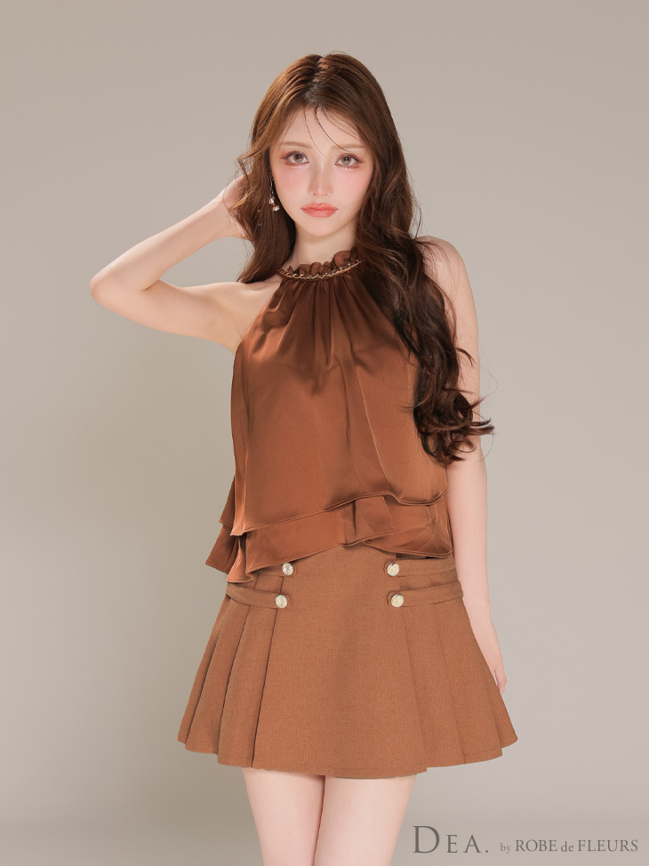 DEA. ディア バイ ローブドフルール 【XSサイズあり】シフォンレイヤードフリルセットアップフレアフレアミニキャバドレス de4216