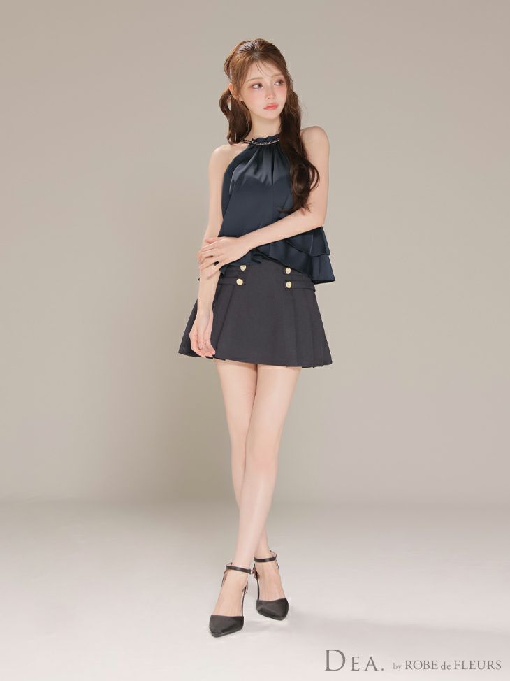 DEA. ディア バイ ローブドフルール 【XSサイズあり】シフォンレイヤードフリルセットアップフレアフレアミニキャバドレス de4216