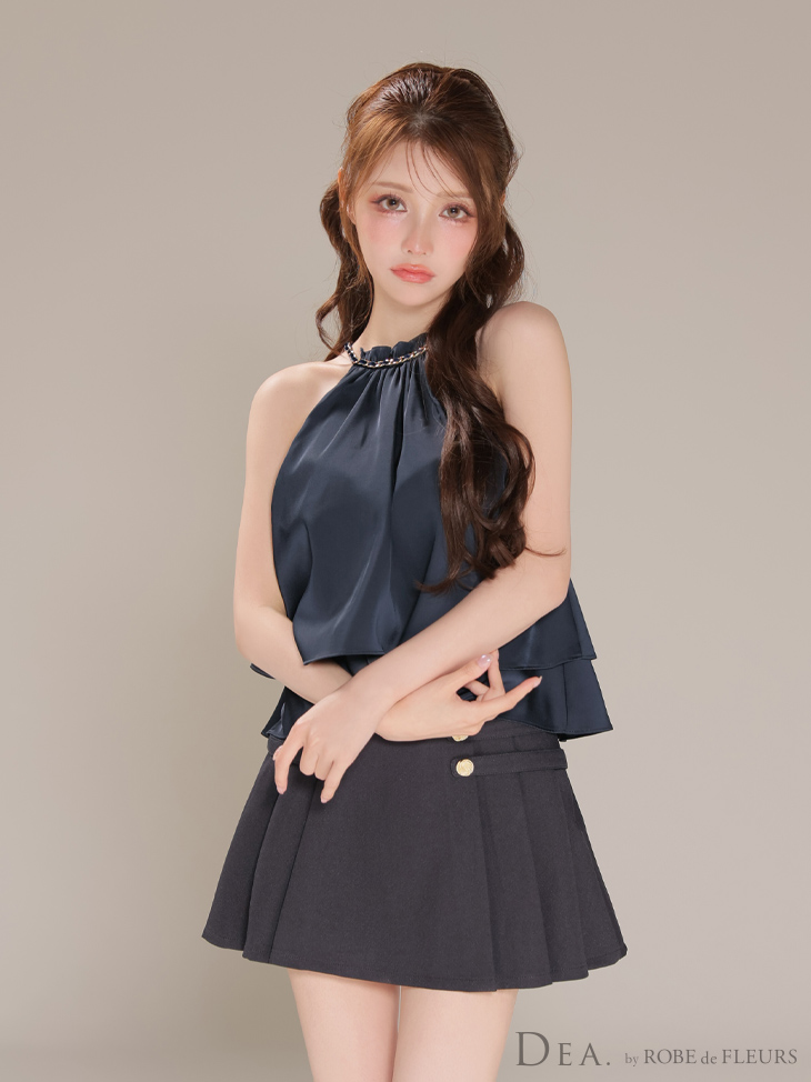 DEA. ディア バイ ローブドフルール 【XSサイズあり】シフォンレイヤードフリルセットアップフレアフレアミニキャバドレス de4216