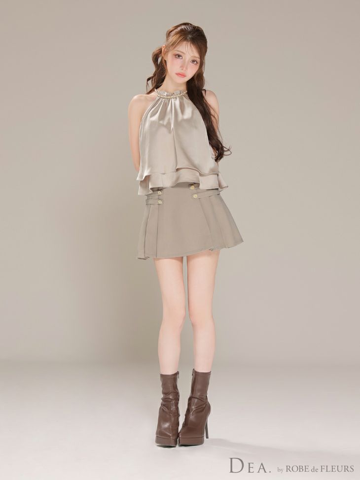 DEA. ディア バイ ローブドフルール 【XSサイズあり】シフォンレイヤードフリルセットアップフレアフレアミニキャバドレス de4216-c