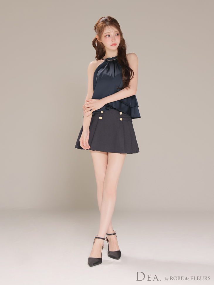 DEA. ディア バイ ローブドフルール 【XSサイズあり】シフォンレイヤードフリルセットアップフレアフレアミニキャバドレス de4216-c