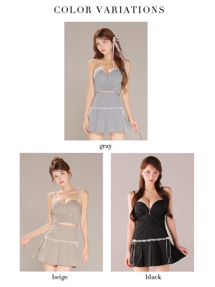 ROBE de FLEURS ローブドフルール 【XSサイズあり】ストライプ柄スカラップレースツーピースフレアミニキャバドレス fm4141-c