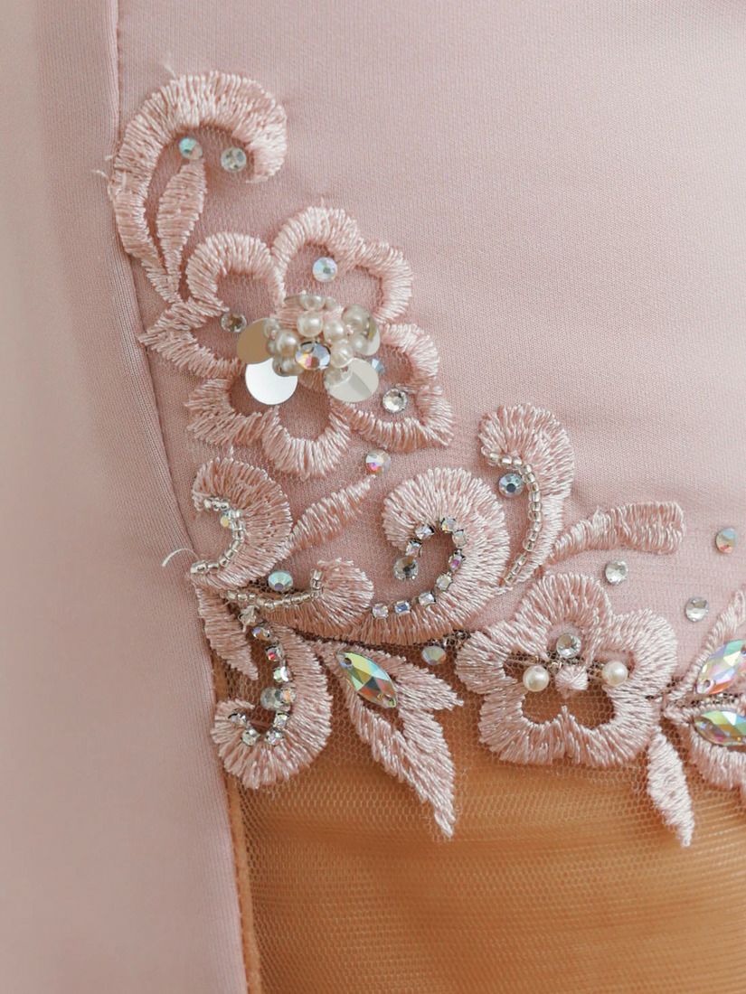 AngelR エンジェルアール アッパーフラワーレースVカットビジューメッシュタイトミニドレス ar25861