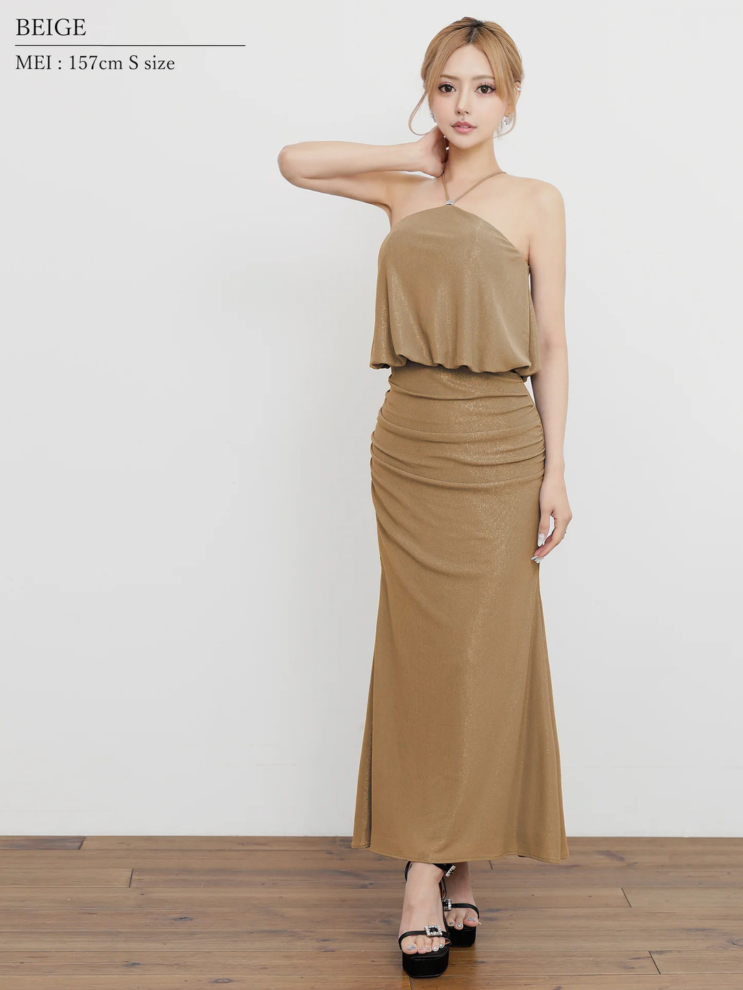 AngelR エンジェルアール ホルターネックチャームラメタイトロングドレス ar25345-ks