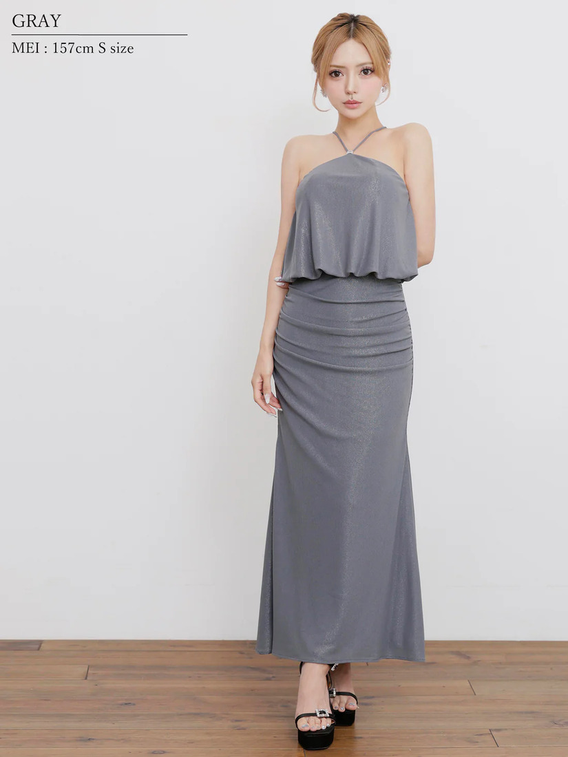 AngelR エンジェルアール ホルターネックチャームラメタイトロング