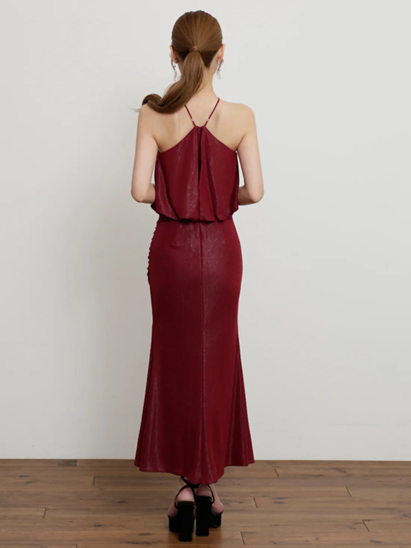 AngelR エンジェルアール ホルターネックチャームラメタイトロングドレス ar25345-ks