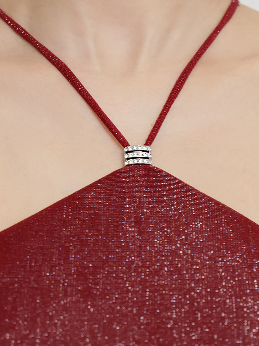 AngelR エンジェルアール ホルターネックチャームラメタイトロングドレス ar25345-ks