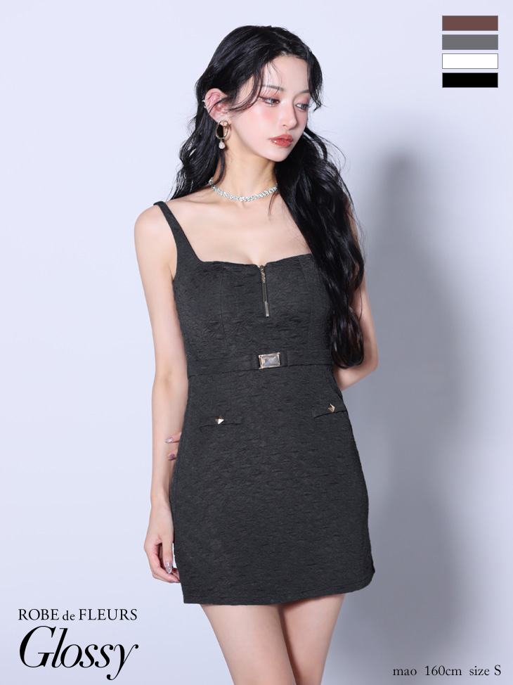 Glossy ローブドフルールグロッシー【XSサイズあり】Vカットベルトタイトミニキャバドレス gl4136