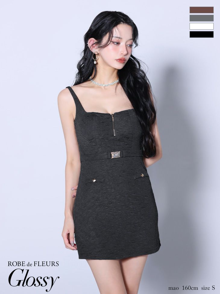 Glossy ローブドフルールグロッシー【XSサイズあり】Vカットベルトタイトミニキャバドレス gl4136