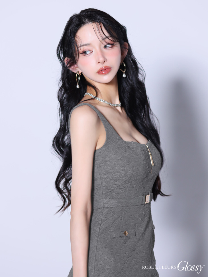 Glossy ローブドフルールグロッシー【XSサイズあり】Vカットベルトタイトミニキャバドレス gl4136