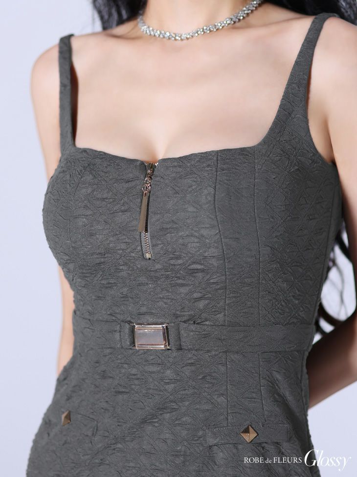 Glossy ローブドフルールグロッシー【XSサイズあり】Vカットベルトタイトミニキャバドレス gl4136