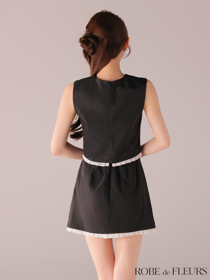 ROBE de FLEURS ローブドフルール 【XSサイズあり】バストリボンストーン付きセットアップミニキャバドレス fm4325