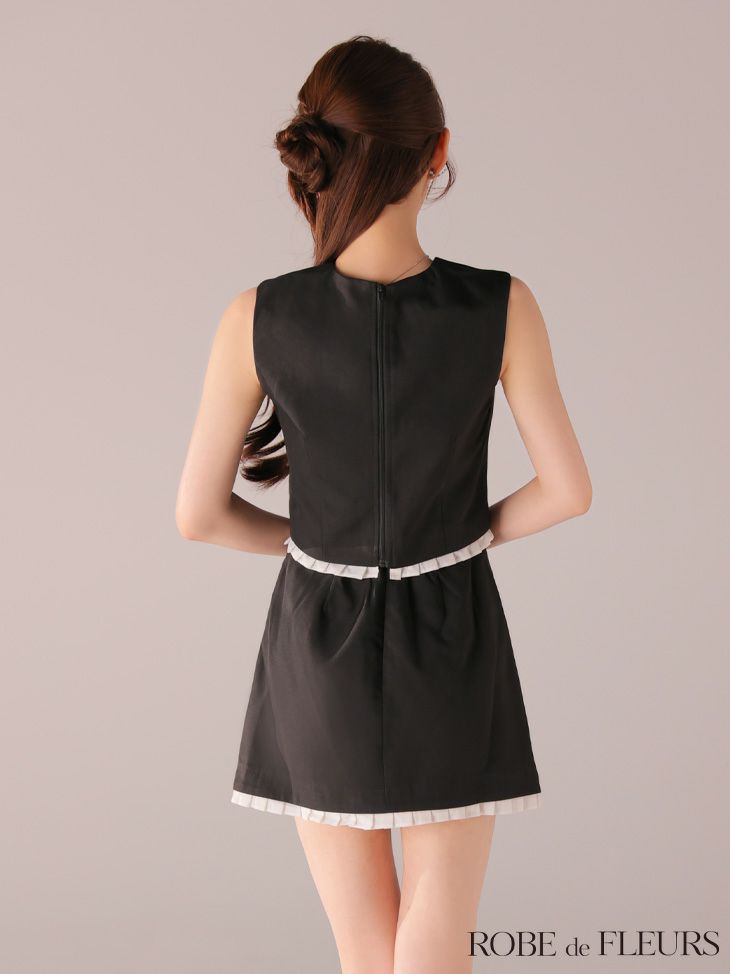 ROBE de FLEURS ローブドフルール 【XSサイズあり】バストリボンストーン付きセットアップミニキャバドレス fm4325