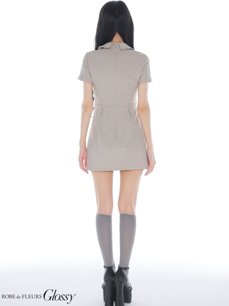 Glossy ローブドフルールグロッシー 【XSサイズあり】Vネックバストカットベルト付きタイトミニキャバドレス gl3960-c