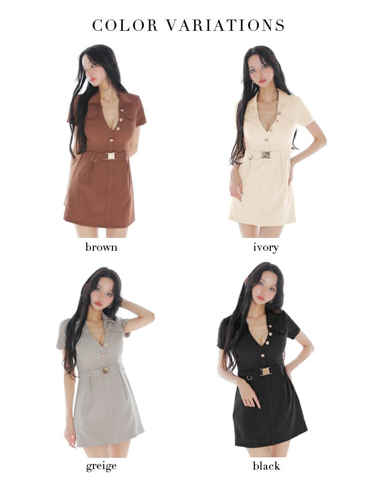 Glossy ローブドフルールグロッシー 【XSサイズあり】Vネックバストカットベルト付きタイトミニキャバドレス gl3960