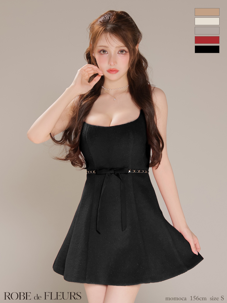 ROBE de FLEURS ローブドフルール【XSサイズあり】ウエストリボンラメ