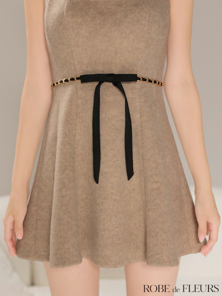 ROBE de FLEURS ローブドフルール【XSサイズあり】ウエストリボンラメ