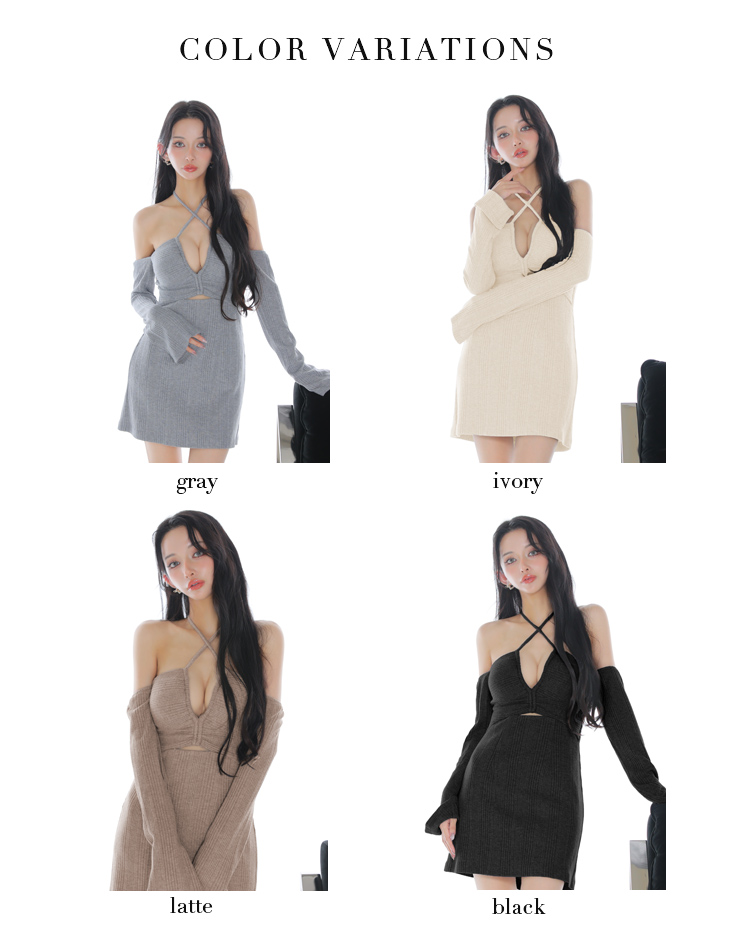 Glossy ローブドフルールグロッシー 【XSサイズあり】ラメリブニットカッティングタイトオフショルミニキャバドレス gl3959-c