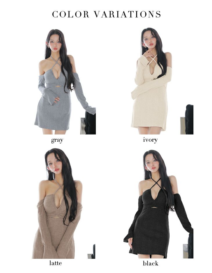 Glossy ローブドフルールグロッシー 【XSサイズあり】ラメリブニットカッティングタイトオフショルミニキャバドレス gl3959-c