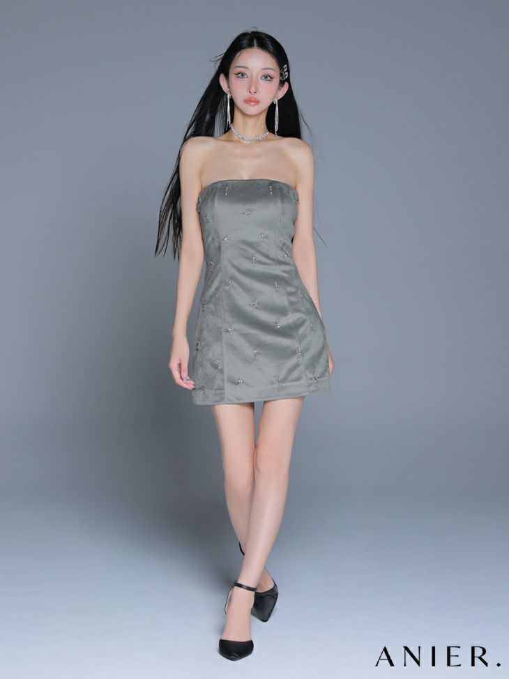 ROBE de FLEURS anier.ROBE ローブドフルール アニエルローブ  【XSサイズあり】Simple bear bijou mini dress シンプルベアビジューミニドレス fm-anier4056-c