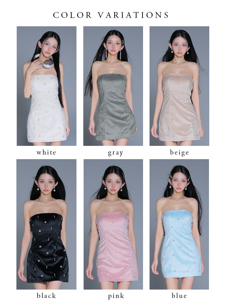 ROBE de FLEURS anier.ROBE ローブドフルール アニエルローブ  【XSサイズあり】Simple bear bijou mini dress シンプルベアビジューミニドレス fm-anier4056-c