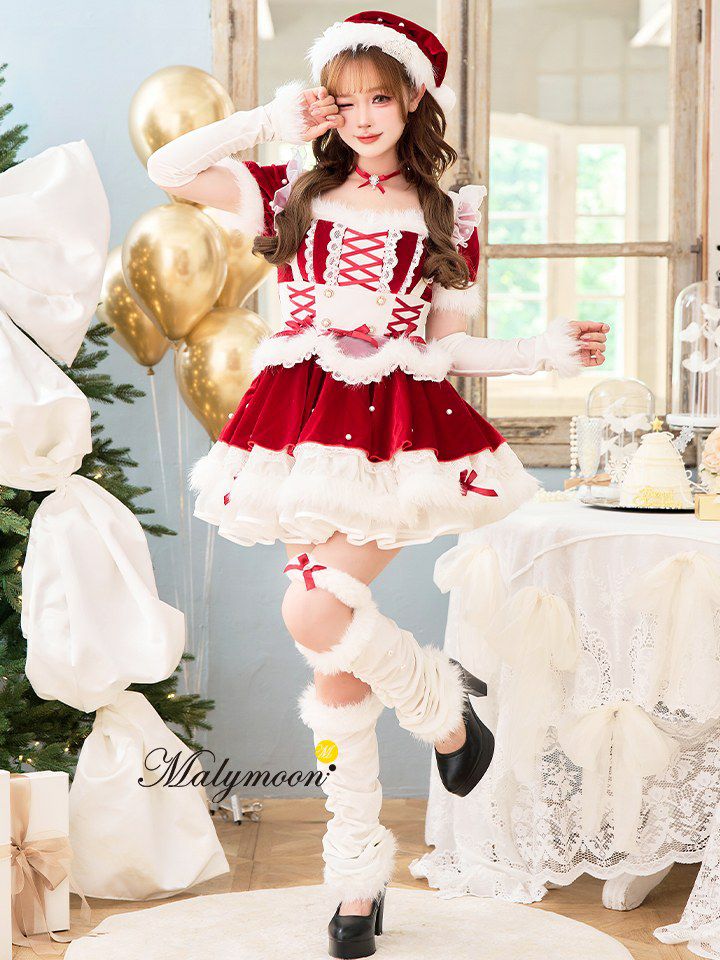 【8点セット】Malymoon マリームーン ジュエルドブランシュトナカイ サンタ ホワイト mlcs25057