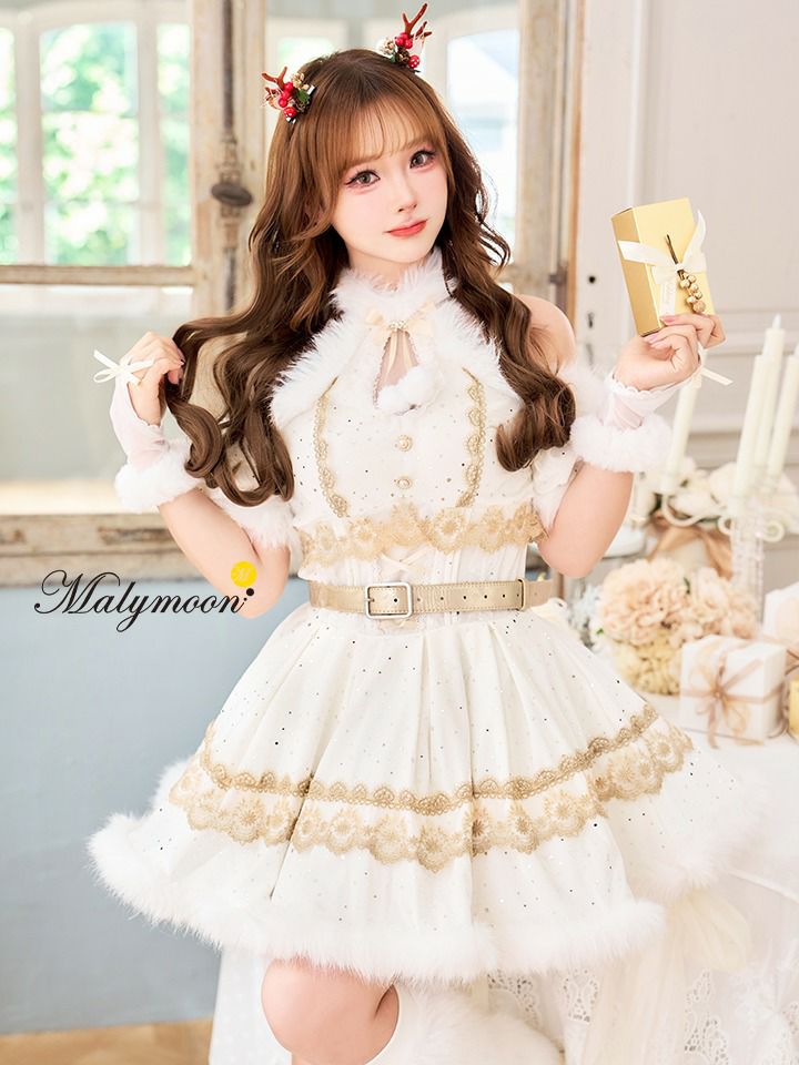 【9点セット】Malymoon マリームーン フレンチチェックノエルトナカイ サンタ [レッド /ブラウン] mlcs25050