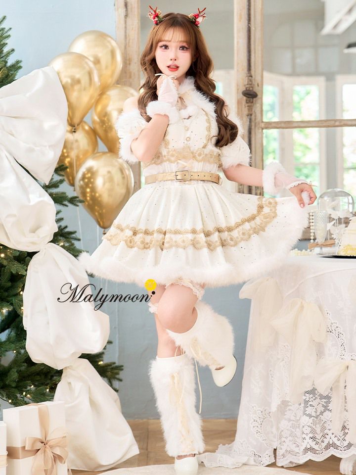 【9点セット】Malymoon マリームーン フレンチチェックノエルトナカイ サンタ [レッド /ブラウン] mlcs25050