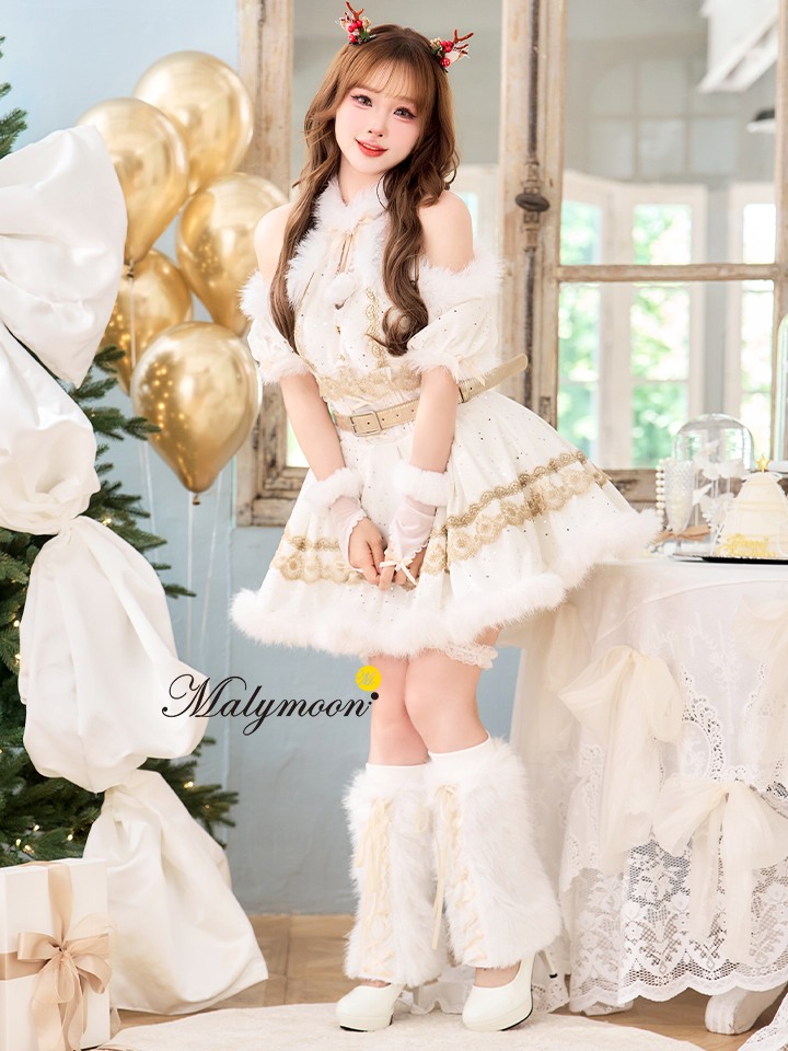 【9点セット】Malymoon マリームーン フレンチチェックノエルトナカイ サンタ [レッド /ブラウン] mlcs25050