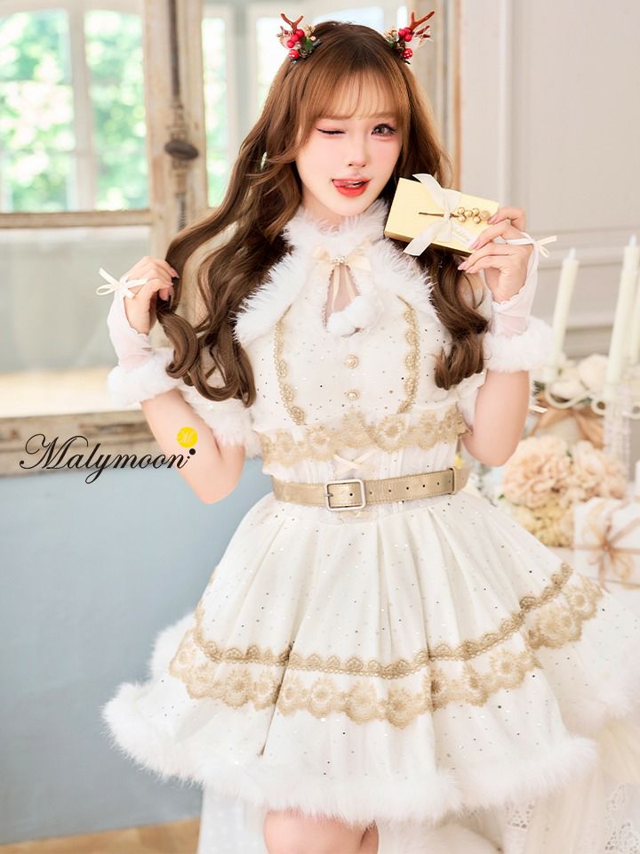 【9点セット】Malymoon マリームーン フレンチチェックノエルトナカイ サンタ [レッド /ブラウン] mlcs25050