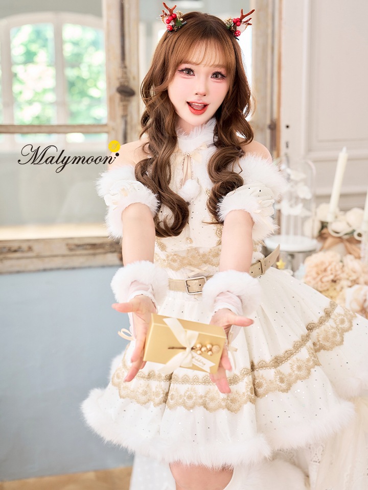 【9点セット】Malymoon マリームーン フレンチチェックノエルトナカイ サンタ [レッド /ブラウン] mlcs25050