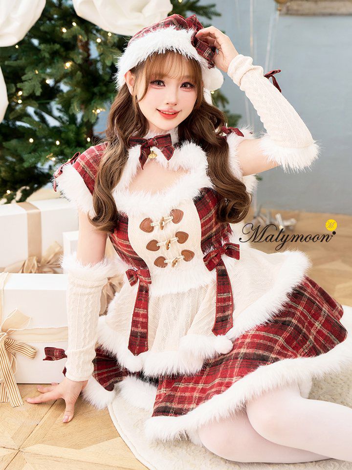 【9点セット】Malymoon マリームーン ベルベットフルールパールサンタ レッド mlcs25060