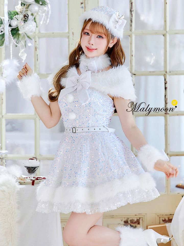 【9点セット】Malymoon マリームーン スパークリージュエルリボンサンタ [レッド /ホワイト] mlcs25059