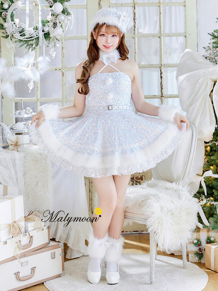 【9点セット】Malymoon マリームーン スパークリージュエルリボンサンタ [レッド /ホワイト] mlcs25059