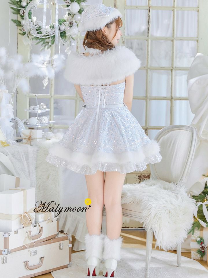 【9点セット】Malymoon マリームーン スパークリージュエルリボンサンタ [レッド /ホワイト] mlcs25059